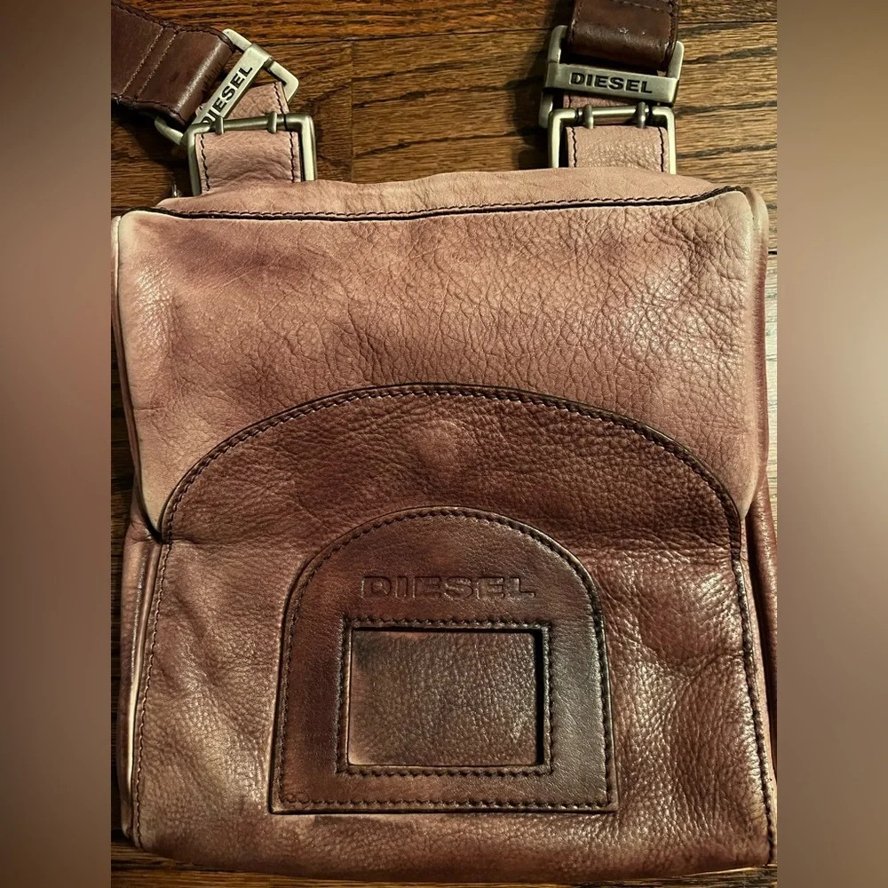 DIESEL Tan Leather Messenger Bag